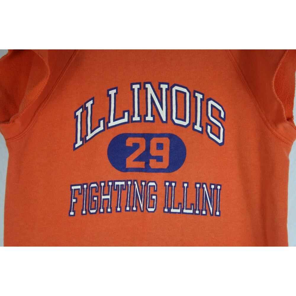 Vintage 80s Champion Illinois Fighting Illini Sleeveless Sweatshirt Made in USA - Picture 2 of 4